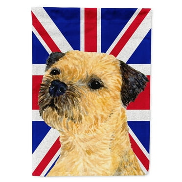 Carolines Treasures LH9475CHF Border Terrier with English Union Jack British Flag House Flag House Size multicolor