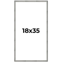 18x35 Frame Silver Grey Distressed Solid Wood Picture Frame | 0.75 Inch Moulding Width | Interior
