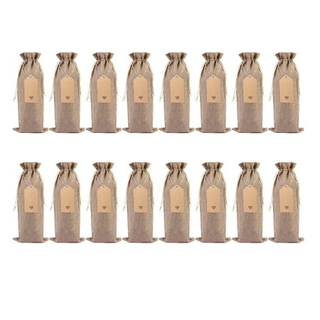 

Jpgif 16PC Linen Wine Bottle Bag Set Wine Bottle Sleeve Linen Tag Red Wine Packaging Bag