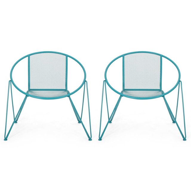 Noble House Fauteuil Club en Fer d'Extérieur Georgia en Bleu Mat (Ensemble de 2)