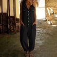 thumbnail image 2 of Guluxicc Womens Hooded Linen Jumpsuit Sleeveless Button Down Utility Pockets Tapered Leg Casual Loose Summer Vacation Overalls, 2 of 7