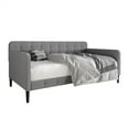 thumbnail image 5 of Home Design Fallon Twin Daybed with Velvet Upholstery, Foam Padding, Square Arms, Biscuit-Style Button Tufting, Stylish Seating and Sleeping Solution, Gray, 5 of 13