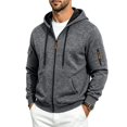 thumbnail image 7 of FENGYOU Mens Heavyweight Fleece Lined Zip Up Hoodie Loose Fit Hooded Sweatshirt Multi Pocket Casual Jacket Outerwear Dark Gray L, 7 of 7