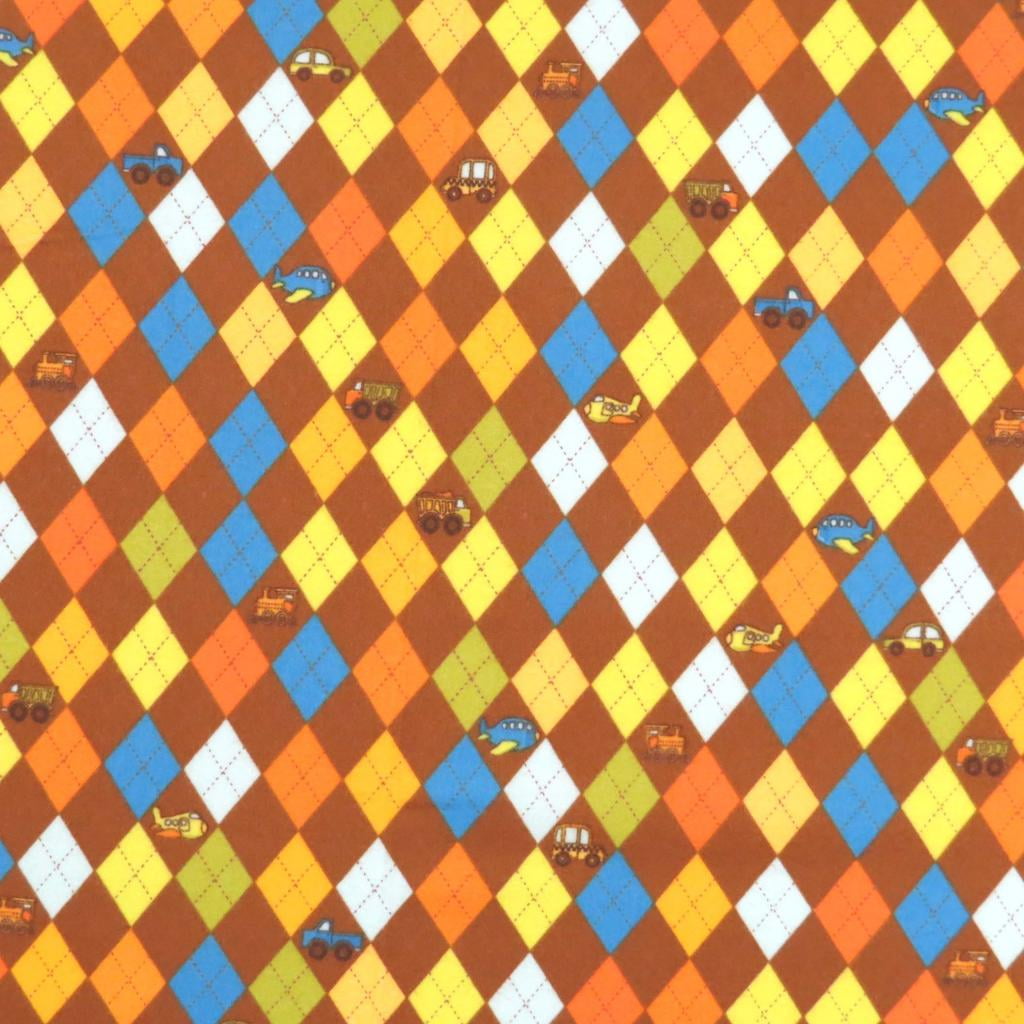 SheetWorld Fitted 100% Cotton Flannel Oval Crib Sheet, Fits Stokke Sleepi 26 x 47, Argyle Transport Brown