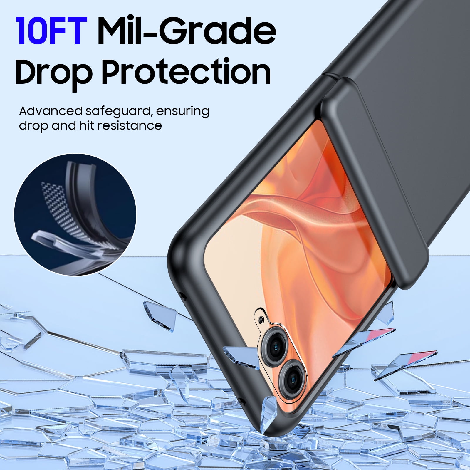 Oupeigar For Motorola Razr 60 Pro/50 Ultra Case,Built-in Screen Protector,Slim Full-Body Rugged Anti-Scratch Shockproof Phone Case-Black