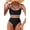Black, variant on Women'S Bikini Sets Floral Print Whip 2 Piece Swimsuits High Waisted Scoop Bathing Suits Green Flowers XL