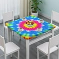 thumbnail image 3 of Colorful Tie Dye Lotus Pattern Square Fitted Tablecloth with Elastic Edge,Square Table Cover,Washable Elastic Table Cover for Home Kitchen Party Decor 36"x36", 3 of 6