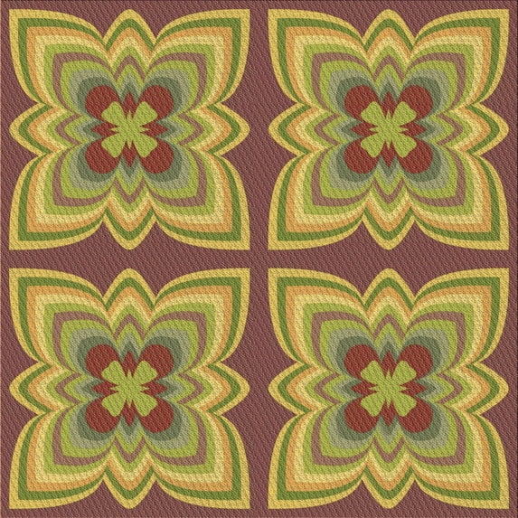 Ahgly Company Indoor Square Patterned Sienna Brown Area Rugs, 4' Square