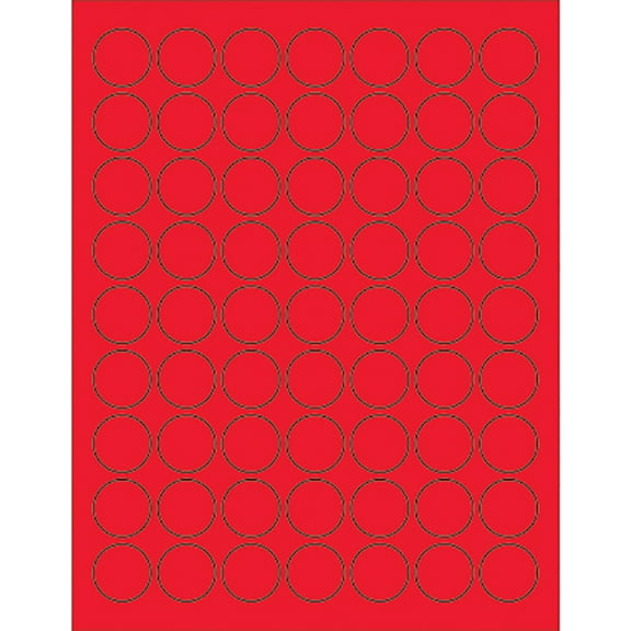 Box Partners Circle Laser Labels 1" Fluorescent Red 6300/Case LL191RD