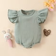 thumbnail image 2 of TOOYOU Baby Girls Romper&Jumpsuit Newborn Infant Ruffles Solid Color Jumpsuits Cute Onesie Bodysuits Playsuit For Kids Green Size 0-3 Months, 2 of 7