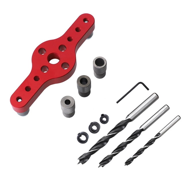 Scienceny Plantilla de orificio Vertical de 6/8/10mm, localizador de carpintería, taladro autocentrante de aleación de aluminio, perforador Herramientas manuales y eléctricas Rojo Scienceny TO008643-01