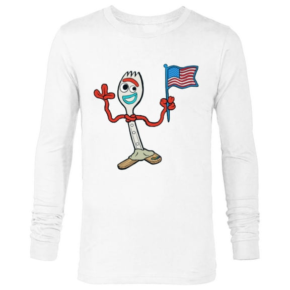 Disney and Pixar’s Toy Story Forky Flag Fourth of July - Long Sleeve T-Shirt for Men - Customized-White