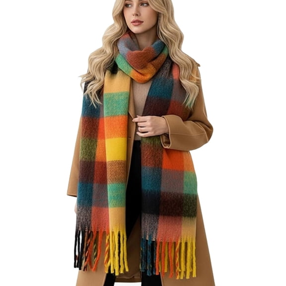 Daznico Scarf for Women, Extra Warm and Thick Winter Scarf for Soft Plaid Shawl Wrap Neckwear Cold Weather