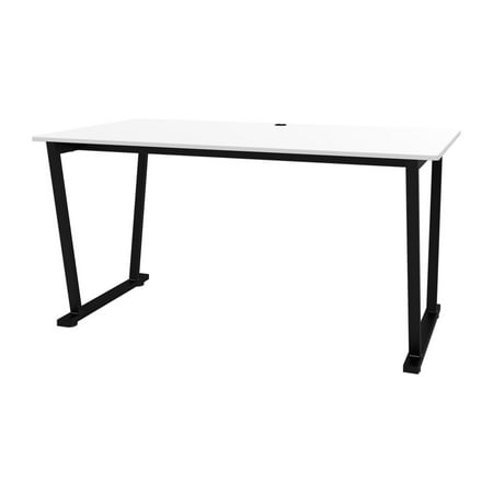 Luxor Steel Frame Computer - Luxor Fixed Height Collaboration Office Desk Table with White Surface and Black Frame