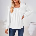 thumbnail image 6 of Stichou Womens Blouses Dressy Casual Tee Shirts Long Sleeve Square Neck Spring Tops Loose fit Trendy Tshirt Shirt Outfits White L, 6 of 7