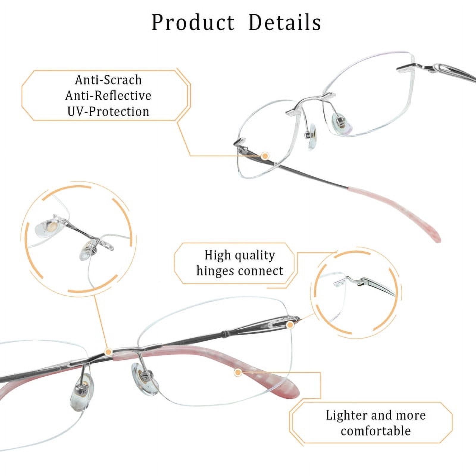 LifeArt Pure Titanium Frame Glasses/Blue Light Blocking Reading Glasses, Reduce Eyestrain, Stylish for Women(Pink,+3.50 Magnification)