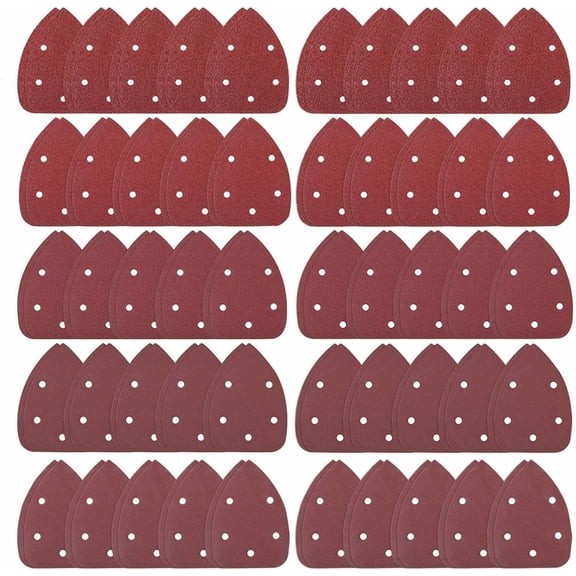 SATC 5-1/2 x 3-1/2"inch Mouse Sander Sandpaper Pads 40-240 Grit Assorted, 100Pcs Hook and Loop Sanding Paper Sheets for Mouse Detail Sander