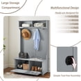 thumbnail image 5 of Hall Tree with Open Shelves, Classic Entryway Bench with Shoe Cabinets and Solid Wood Feet, 40.16"W*18.58"D*64.17"H, 5 of 8