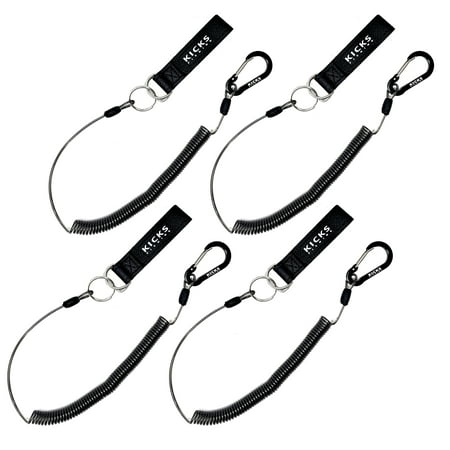 KICK S TACKLE | Premium Compact & Lightweight Kayak Fishing Rod-Paddle-Measuring Board Leash W/ Velcro Strap & Case(4 Pack)
