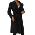 thumbnail image 4 of jsaierl Women Trench Coat Long Sleeve Pea Coat Open Front One Button Wool Blend Solid Long Jacket Overcoat Outwear, 4 of 9