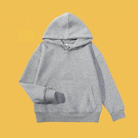 Thetops Big Girls Hoodie 7-8T Gray - 100% Cotton Soft with Kangaroo Pocket Durable for School & Daily Wear