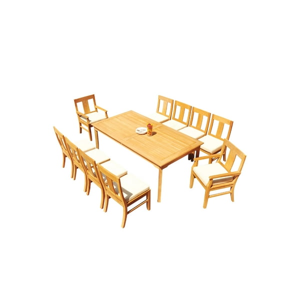 Grade-A Teak Dining Set: 10 Seater 11 Pc: 83" Rectangle Table And 10 Osborne Chairs (2 Arm & 8 Armless Chairs) Outdoor Patio WholesaleTeak #51OS1811