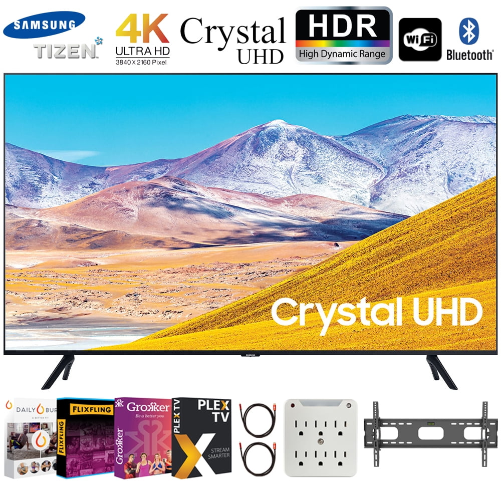 Samsung UN43TU8000 43&quot; 4K Ultra HD Smart LED TV (2020 Model) Bundle with Premiere Movies Streaming 2020 + 30-70 Inch TV Wall Mount + 6-Outlet Surge Adapter + 2x 6FT 4K HDMI 2.0 Cable