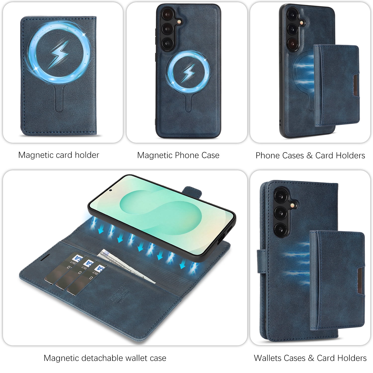 Dteck for Samsung Galaxy S25 Plus Case Detachable Wallet Case with Card Holder, 3 in 1 PU Leather Flip Folio with RFID Blocking Stand Shockproof Phone Cover 6.7",Blue