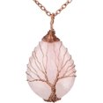 thumbnail image 1 of EcoNesxp Smart Technology Natural Rose Quartz Safe and Reliable Copper Wire Wrap Tree of Life Gem Chakra Water Drop Necklace Natural Gem Necklace Energy Stone Pendant, 1 of 2