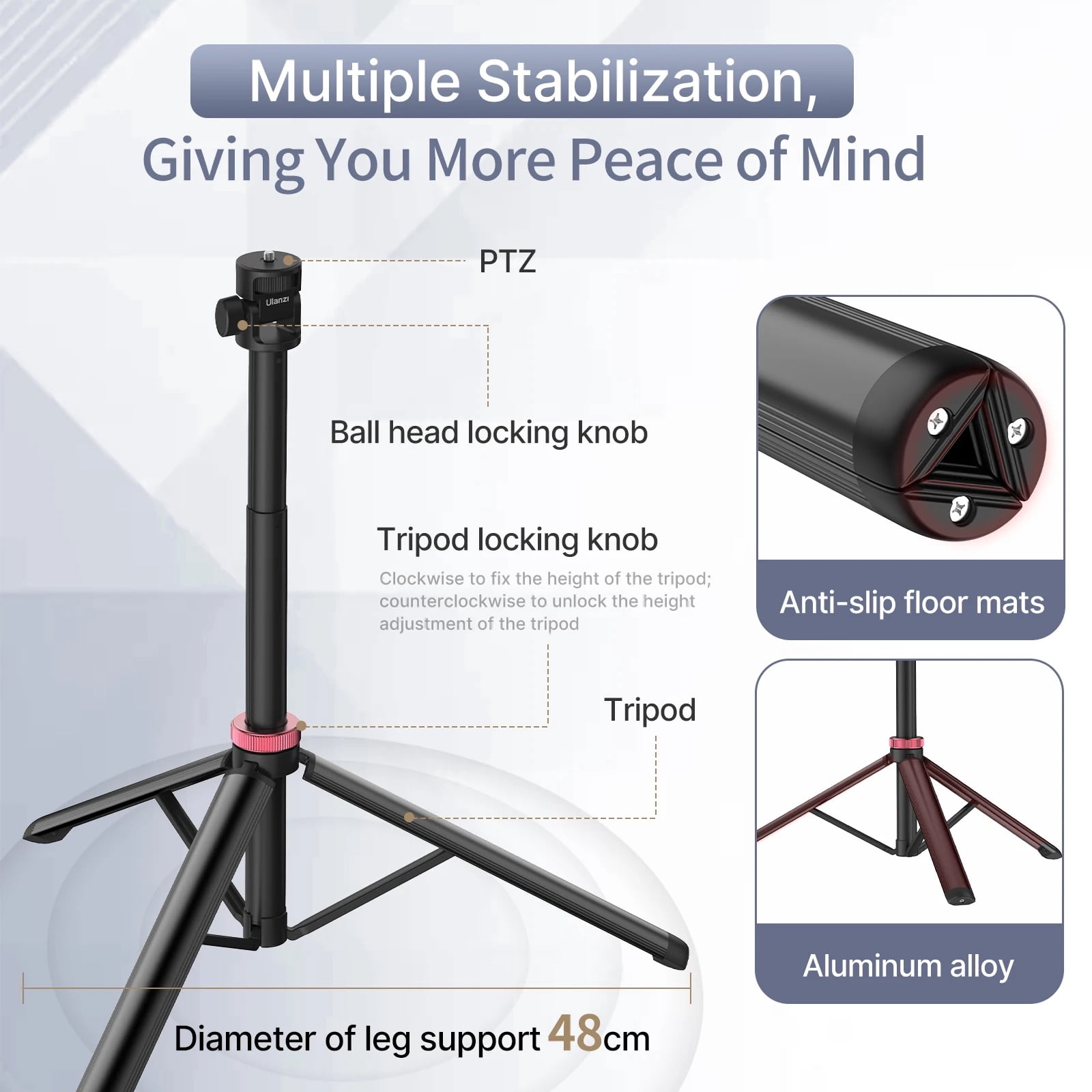 Ulanzi MT-79 Extendable Aluminum Tripod Phone Tripod For DSLR Camera Smartphone Video Light