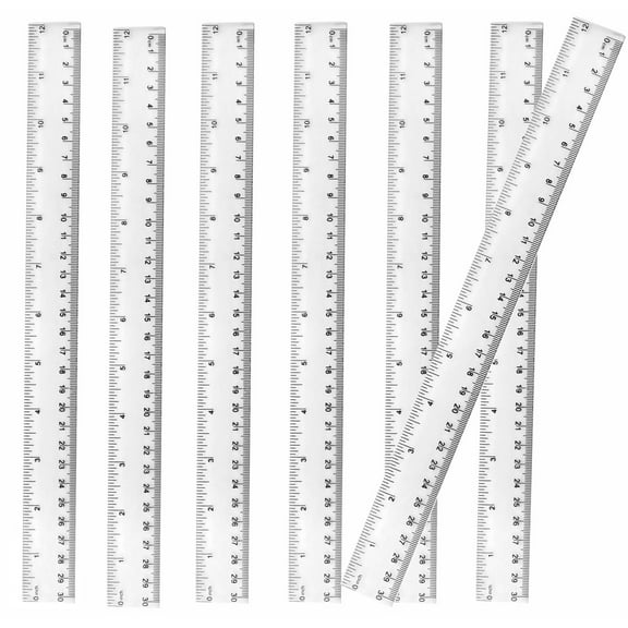 7 Pack Plastic Clear Ruler,Bexikou Straight Ruler,Clear Acrylic Ruler,12 Inch Rulers with Centimeters and Inches, Measuring Tools for Office Contruction Rulers