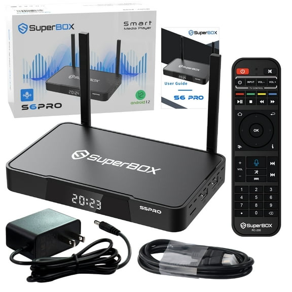 Superbox S6 Pro 2025 Fully Loaded, Super Box S6pro with Voice Remote, Android 12, 6K, 1000Mbps Ethernet Port