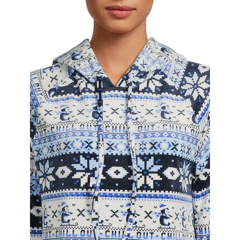 No Boundaries Women's Juniors Christmas Plush Pullover Hoodie - Walmart.com