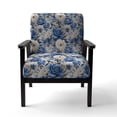 thumbnail image 4 of Designart "Élégance Néo-Victorienne : Motif Roses Bleues II" Chaise d'Appoint Rembourrée Motif Roses Bleues - Fauteuil Cottage pour Salon, 4 of 7