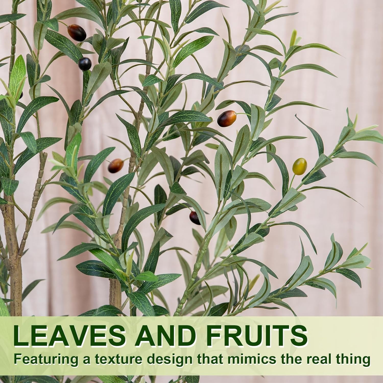 Romswi 6FT Artificial Olive Tree Tall Fake Potted Olive Tree with Lifelike Fruits Faux Olive Tree For Home House Office Decor Indoor