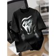 thumbnail image 1 of oversized "Scream" Skull Graphic Print Black Crew Neck Short Sleeve T-Shirt, Casual Loose Fit Cotton Tee For Girl, unisex Back To School, 1 of 6