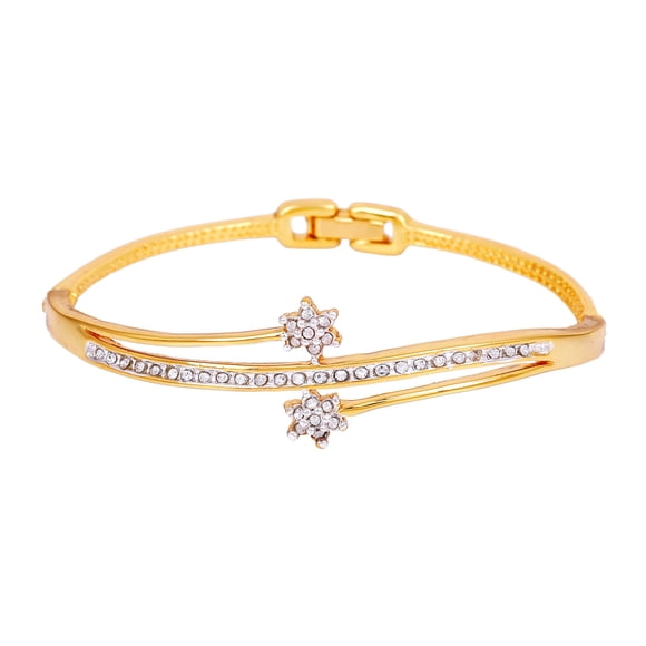 Estele Jewellery Pulsera Para Mujer Chapada En Oro Y Rodio Pulsera Doble Clásica Con Cristales Blancos Para Niñas Y Mujeres-101733 Br