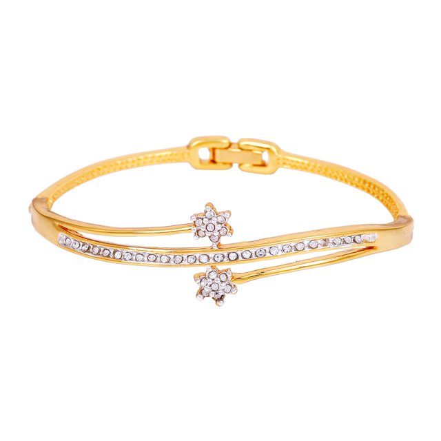 Estele Jewellery Pulsera Para Mujer Chapada En Oro Y Rodio Pulsera Doble Clásica Con Cristales Blancos Para Niñas Y Mujeres-101733 Br
