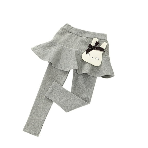 Odeerbi 2-7 Years Toddler Girls Leggings with Skirt Tutu Pants Rabbit Printed Casual Solid Color Skirts Pants