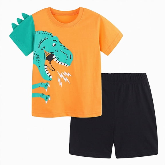 GEWSEY Toddler Boys Short Sets Cotton Summer Outfits T-Shirt Tops Short Sleeve Sets 2 Pcs 4-5 Years Green