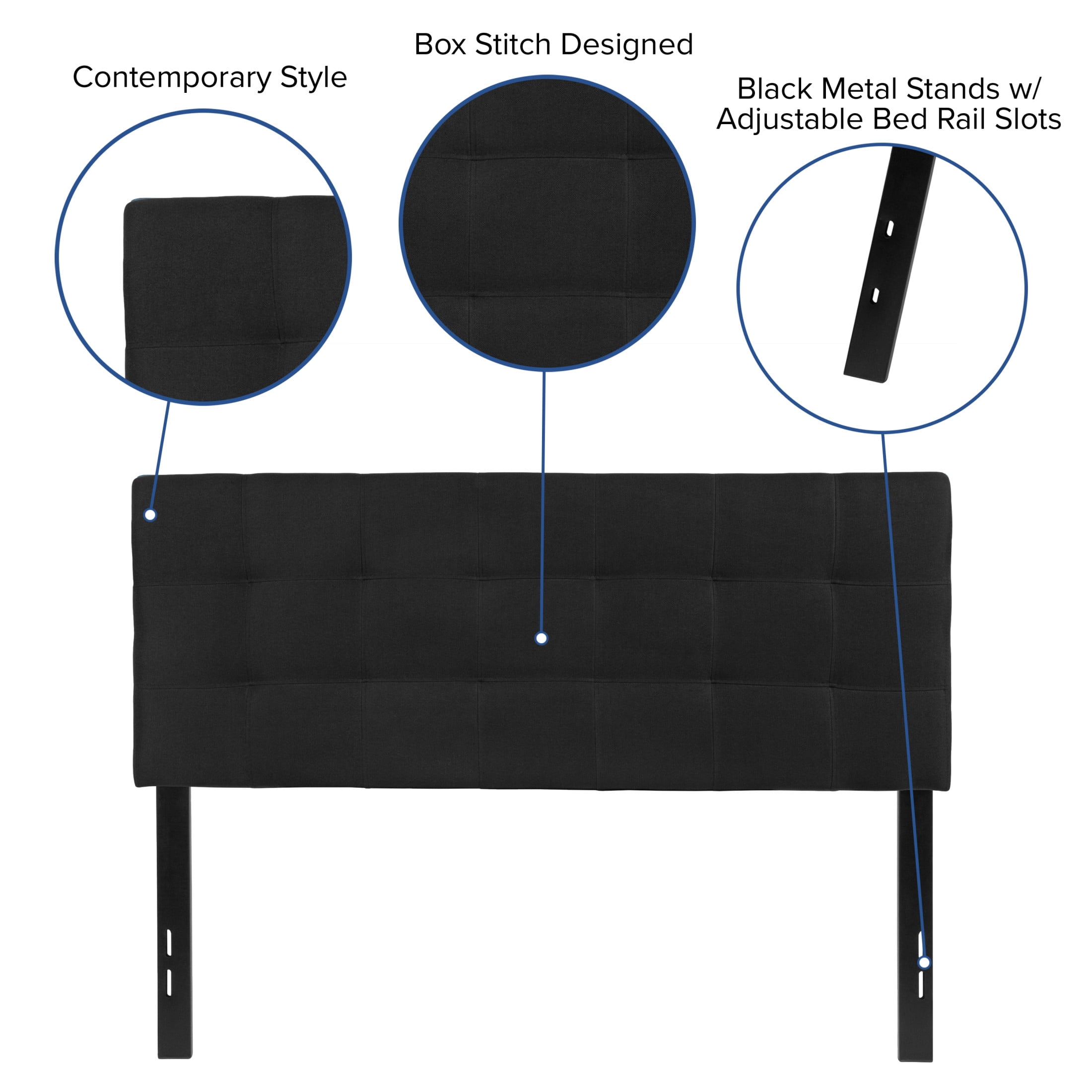 Flash Furniture Bedford Adjustable Tufted Upholstered Full Size Headboard, Black