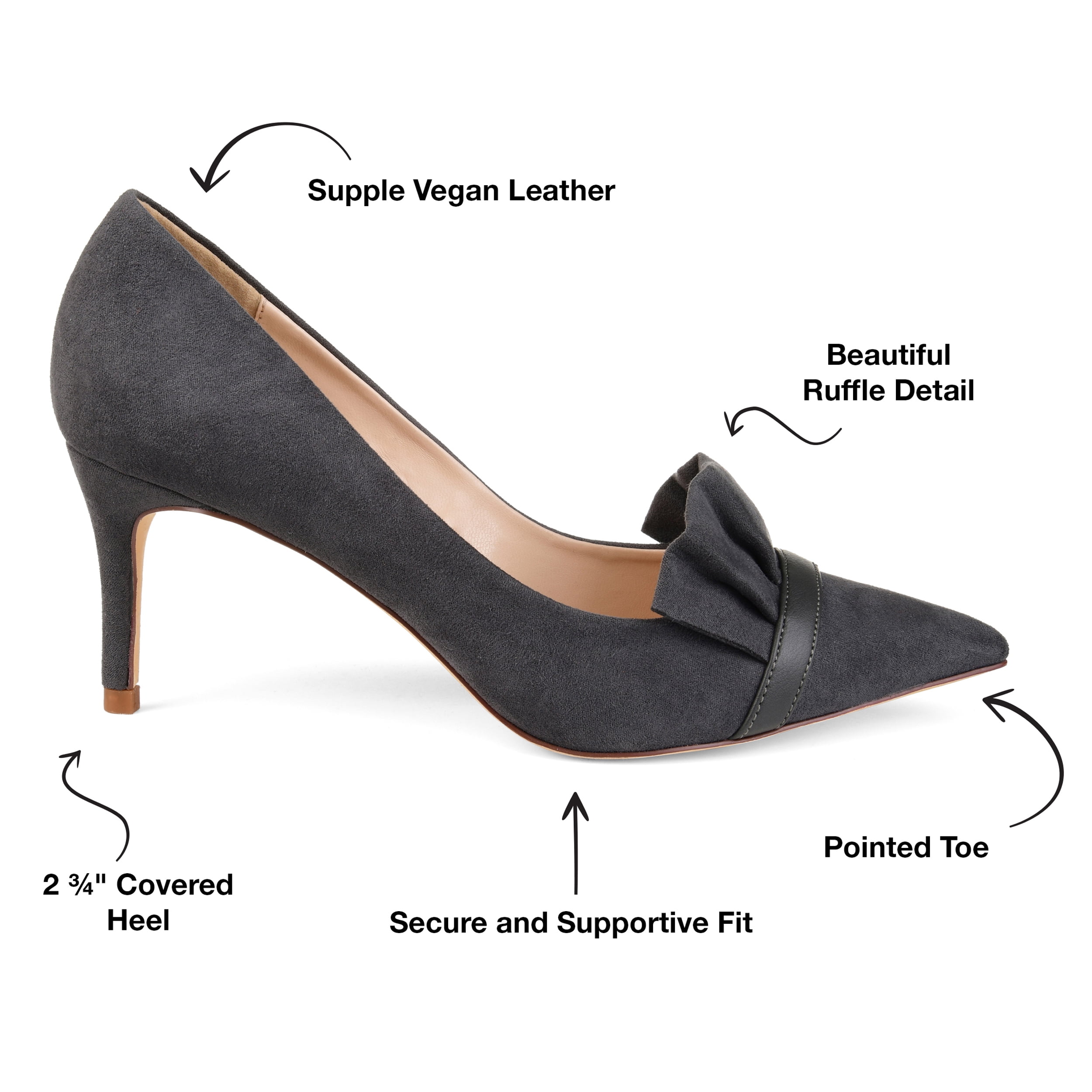 Journee Womens Marek Pointed Toe Mid Heel Pumps