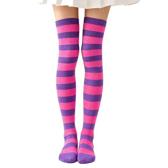 Sewyut Women's Striped Over The Knee Socks, Thigh High Long Stockings, Soft Stretch Knee High Socks for Fall Winter, Casual Leg Warmers