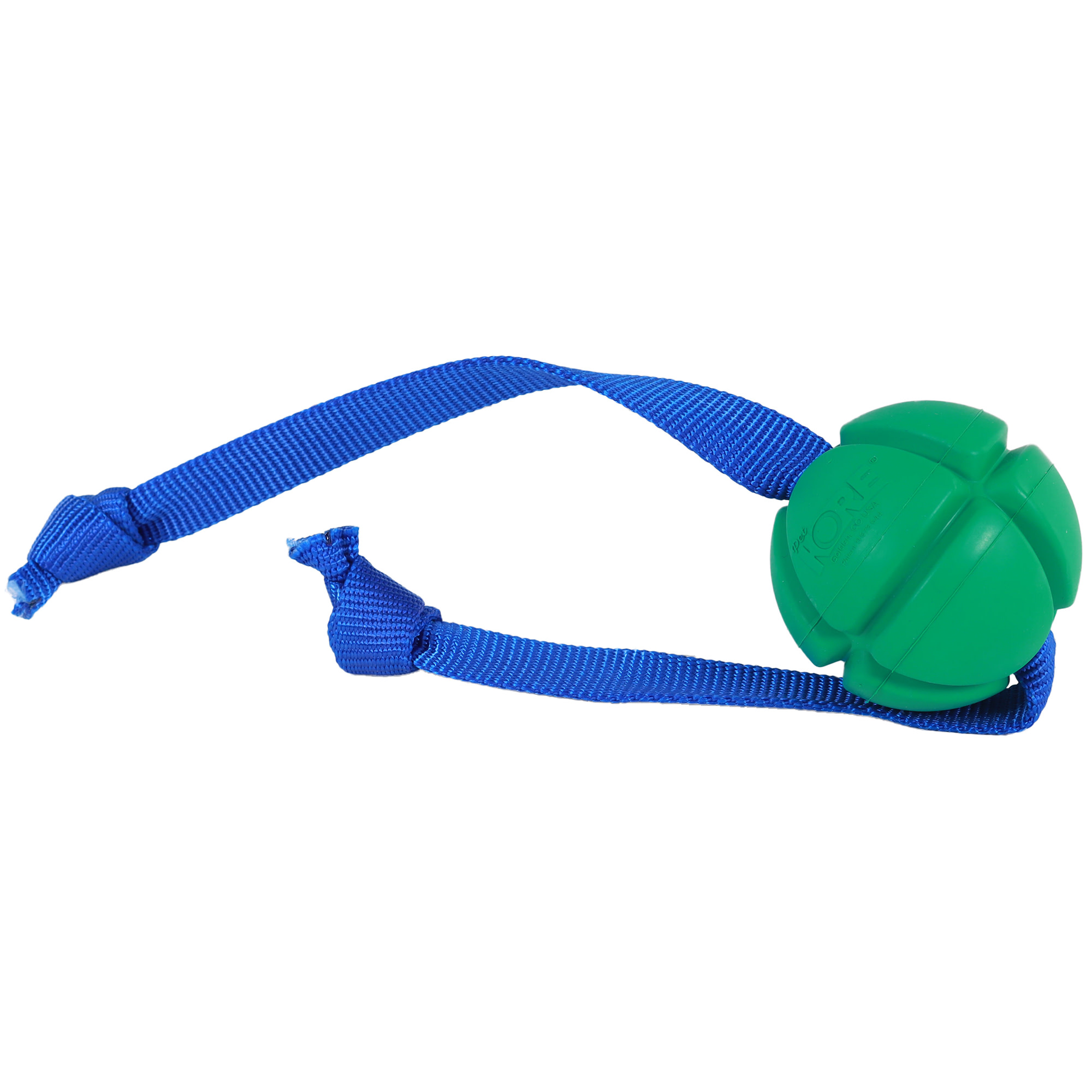 PetKORE: FloTex Tug - Large - 3.25" Green, Rubber Dog Toy, Removable Strap Tail, Patented Airflow Grooves, Bounce-Fetch-Chew, Pet Indoor-Outdoor Play