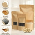 thumbnail image 3 of Stand Up Pouch Bags 60 Pack 12 x 8 Inch Resealable Kraft Paper Bags Pouches with Clear Window and Zip for Food Storage Packaging Small Business Home Brown, 3 of 6