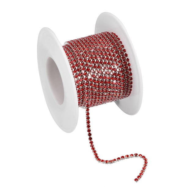 Cadena Unique Bargains Cristal Imitación Diamante 2mm 5.5 Yardas Plata Rojo Oscuro