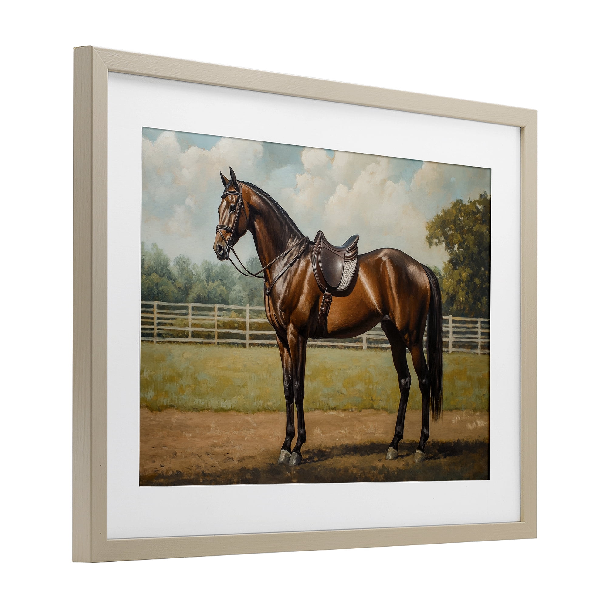 Stupell Industries Saddled & Ready For The Show Birch Framed Print Under Glass, design by Petal Prints Design