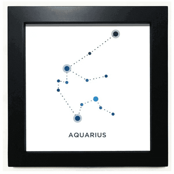 Aquarius Constellation Sign Zodiac Black Square Frame Picture Wall Tabletop
