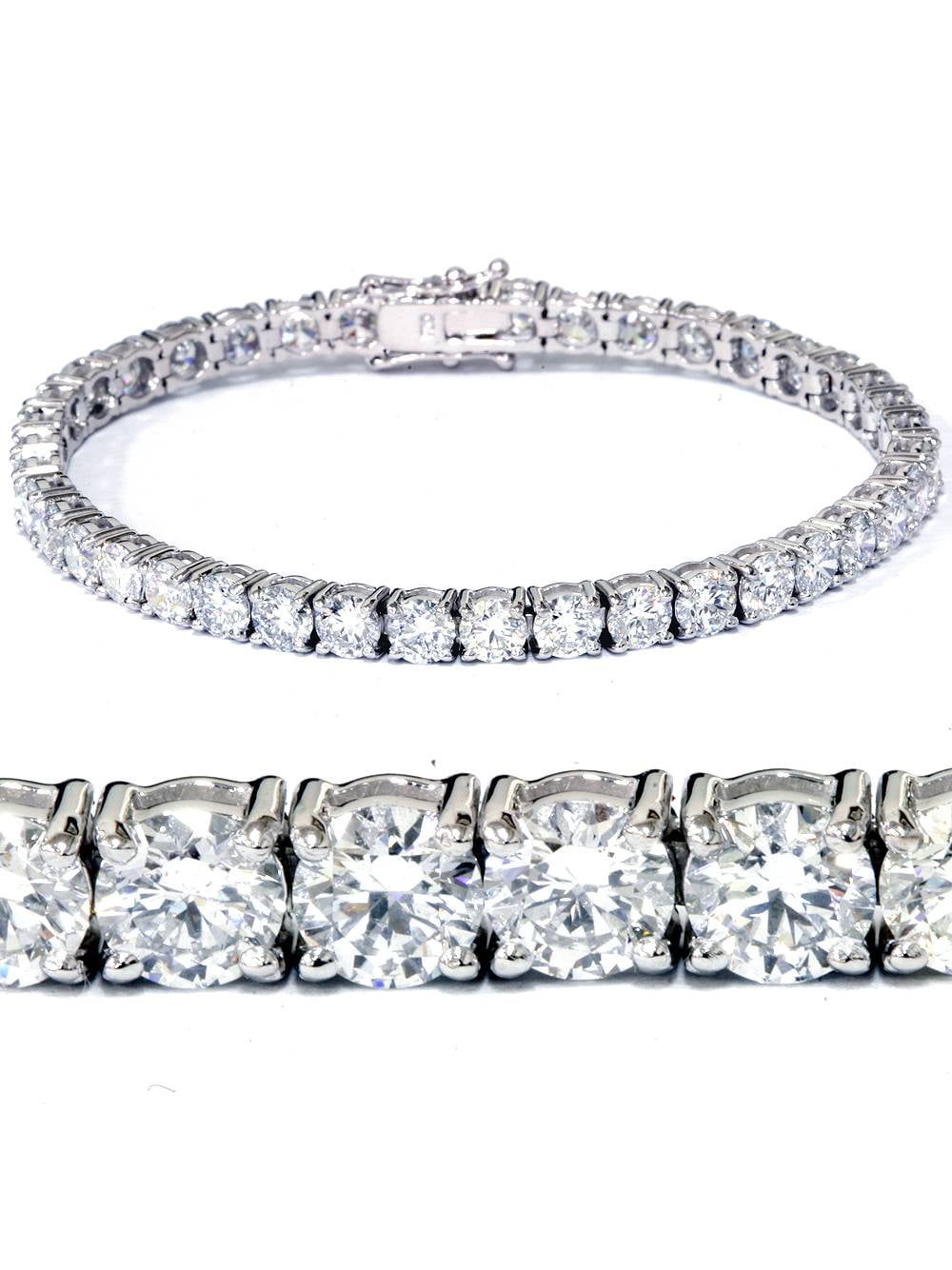 Pompeii3 12 1/3Ct Diamond Tennis Bracelet 18k White Gold 7" Lab