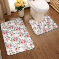 thumbnail image 2 of Honeii Rose Flowers Pattern Bathroom Anti-Skid Pad Bathroom Mat Vintage Seamless Pattern Not-Slip Toilet Rug Set, 2 of 6